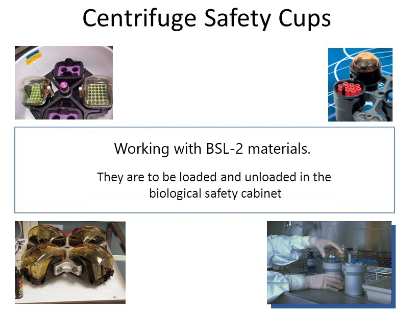 Centrifuge safety cup loading and unloading